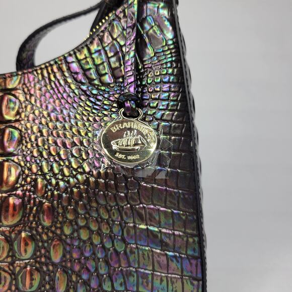 BRAHMIN Esme Black Pearl Ombre Melbourne Shoulder Bag Purse Hologram NWT - Picture 3 of 13